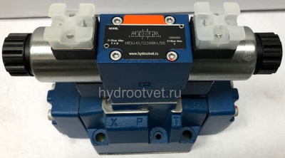 4WEH16E7X/6EG24N9ETSK4/B10 - Гидрораспределитель с электроуправлением Ду16 схема E (44), напряжение G24, каналы управления ET - X и Y - внутренние