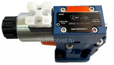 DBW10A2-5X/200XYCG24N9K4 - Предохранительный клапан Ду10 с давлением настройки до 200 бар, управление - X и Y - внешние с разгрузкой A = закрыт с электроуправлением G24